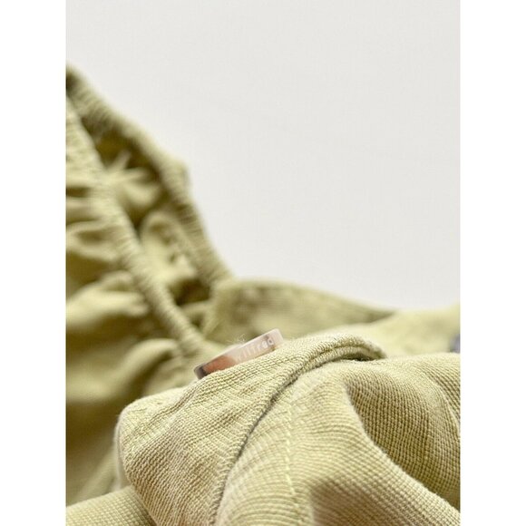 Aritzia WILFRED Janine Green Linen Blend Peplum Prairie Blouse Top, Size M - Picture 8 of 16